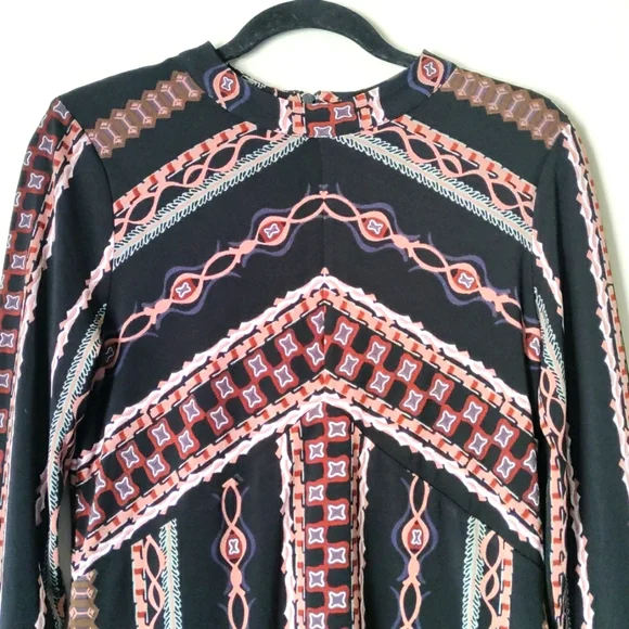 Free People Stella Knit Mock Neck Printed Long Sleeve Mini Dress Size M - Picture 3 of 9